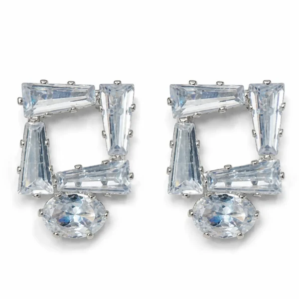 Minimalist Crystal Stud Earring Square Cut