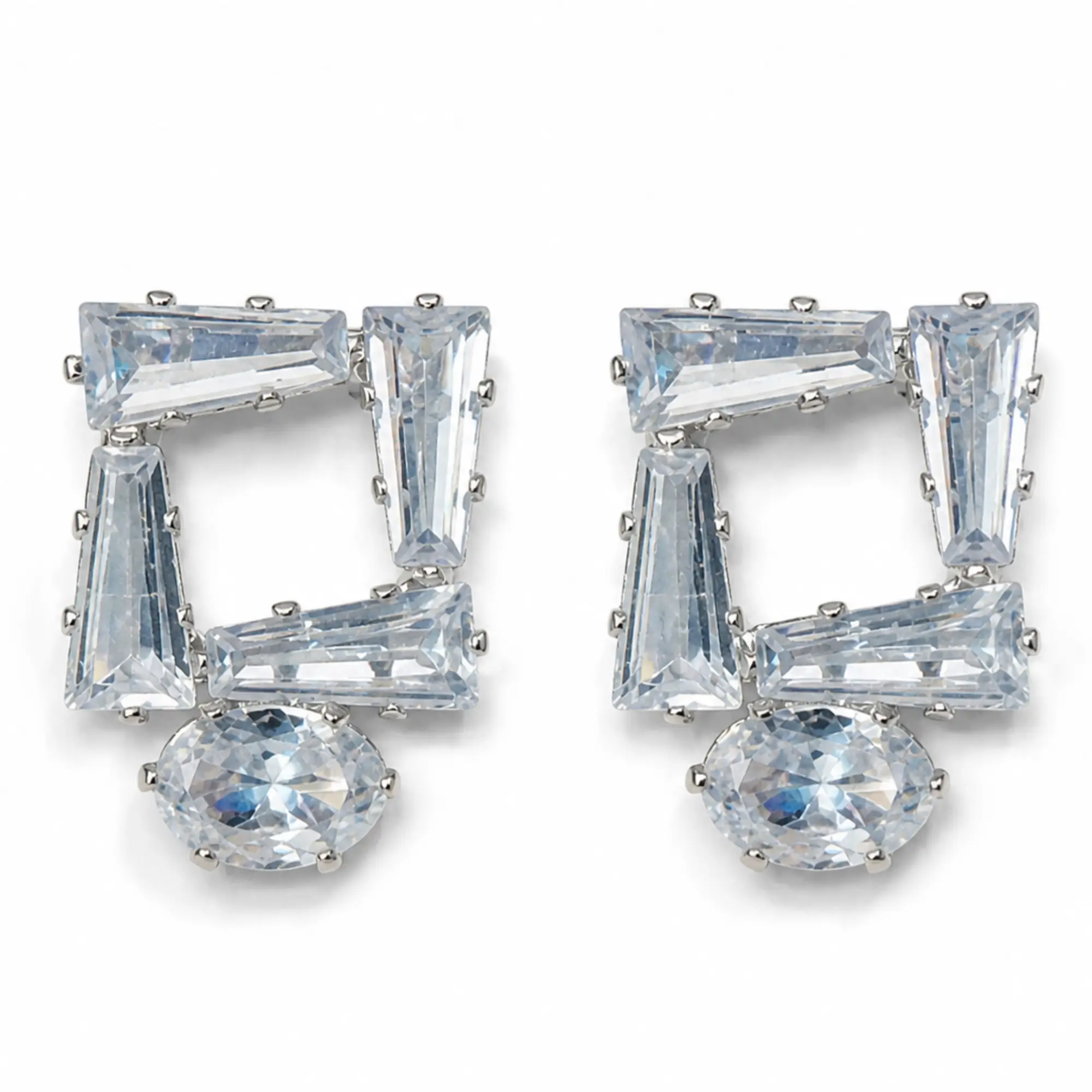 Minimalist Crystal Stud Earring Square Cut