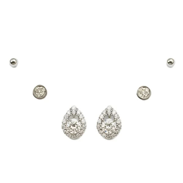 Teardrop Shaped Halo Stud Earrings