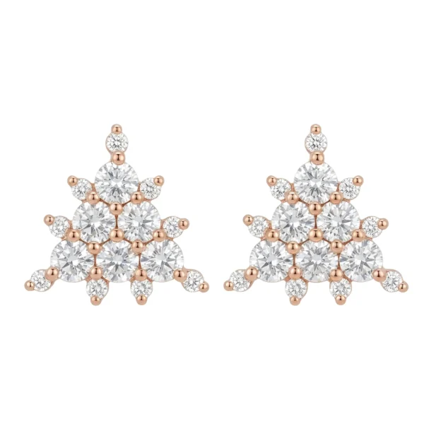 Triangle Diamond Stud Earrings Rose Gold for Women