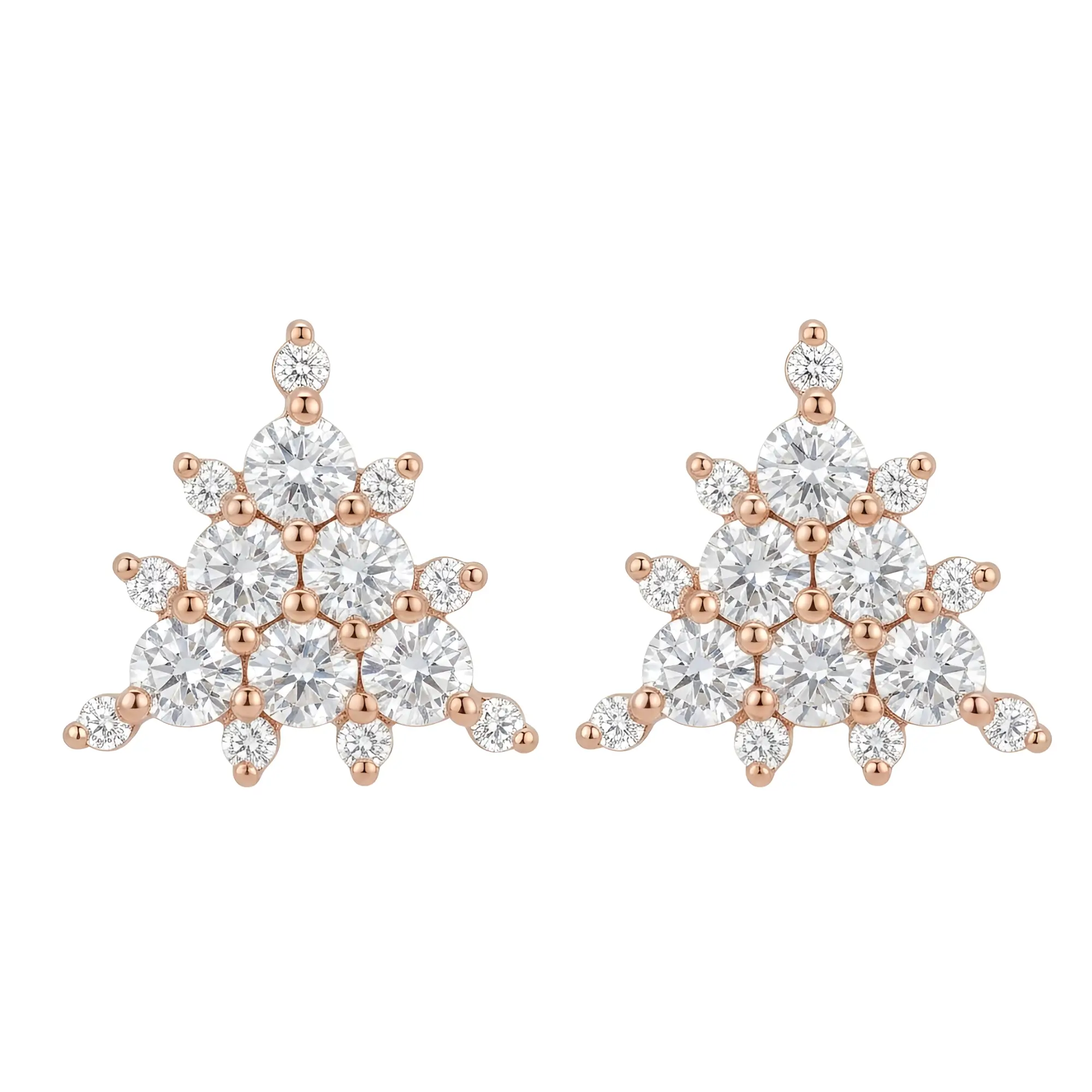 Triangle Diamond Stud Earrings Rose Gold for Women
