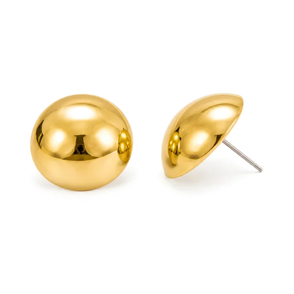 Gold Plated Button Stud Earring for Women