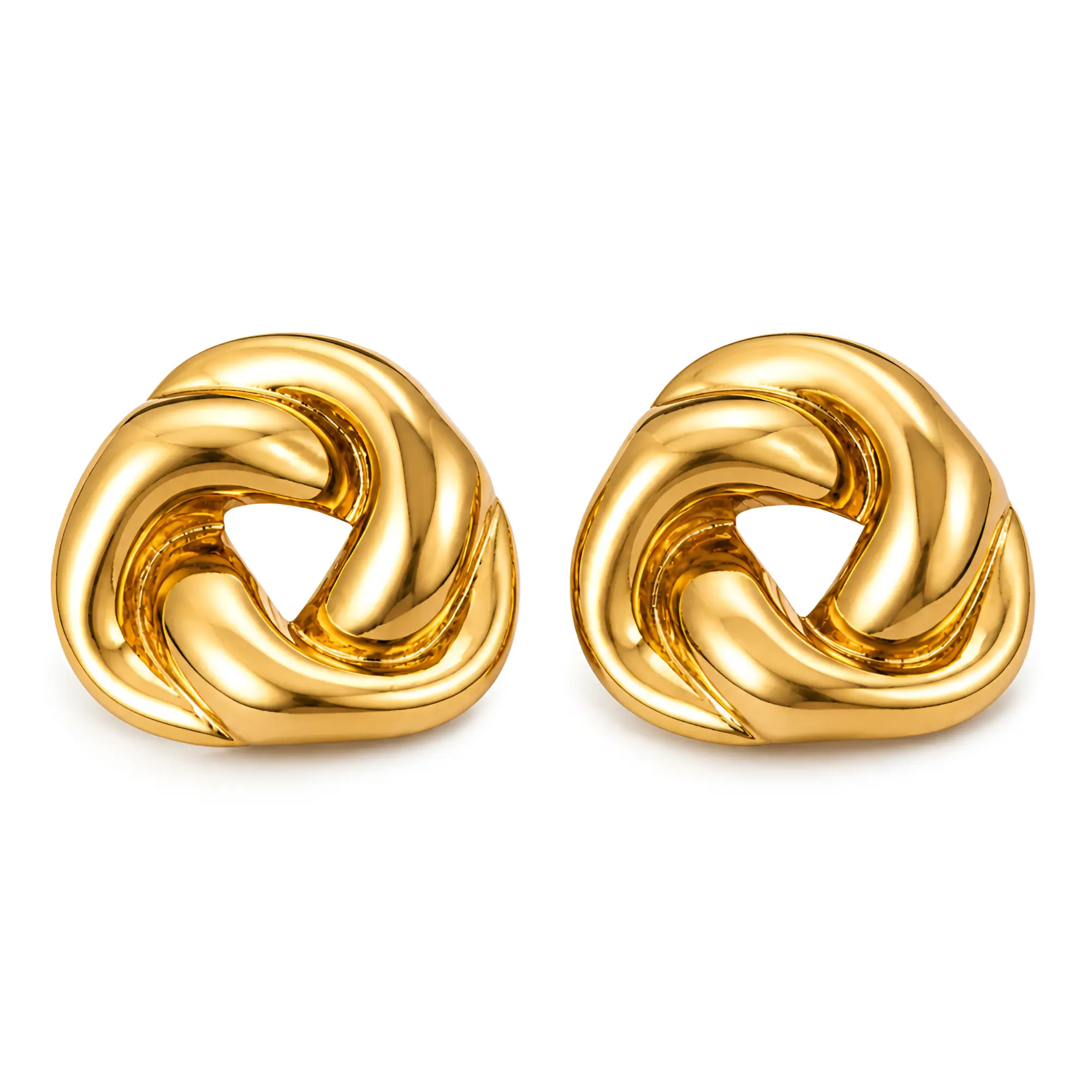Gold Plated Knot Stud Earring for Women on white bg