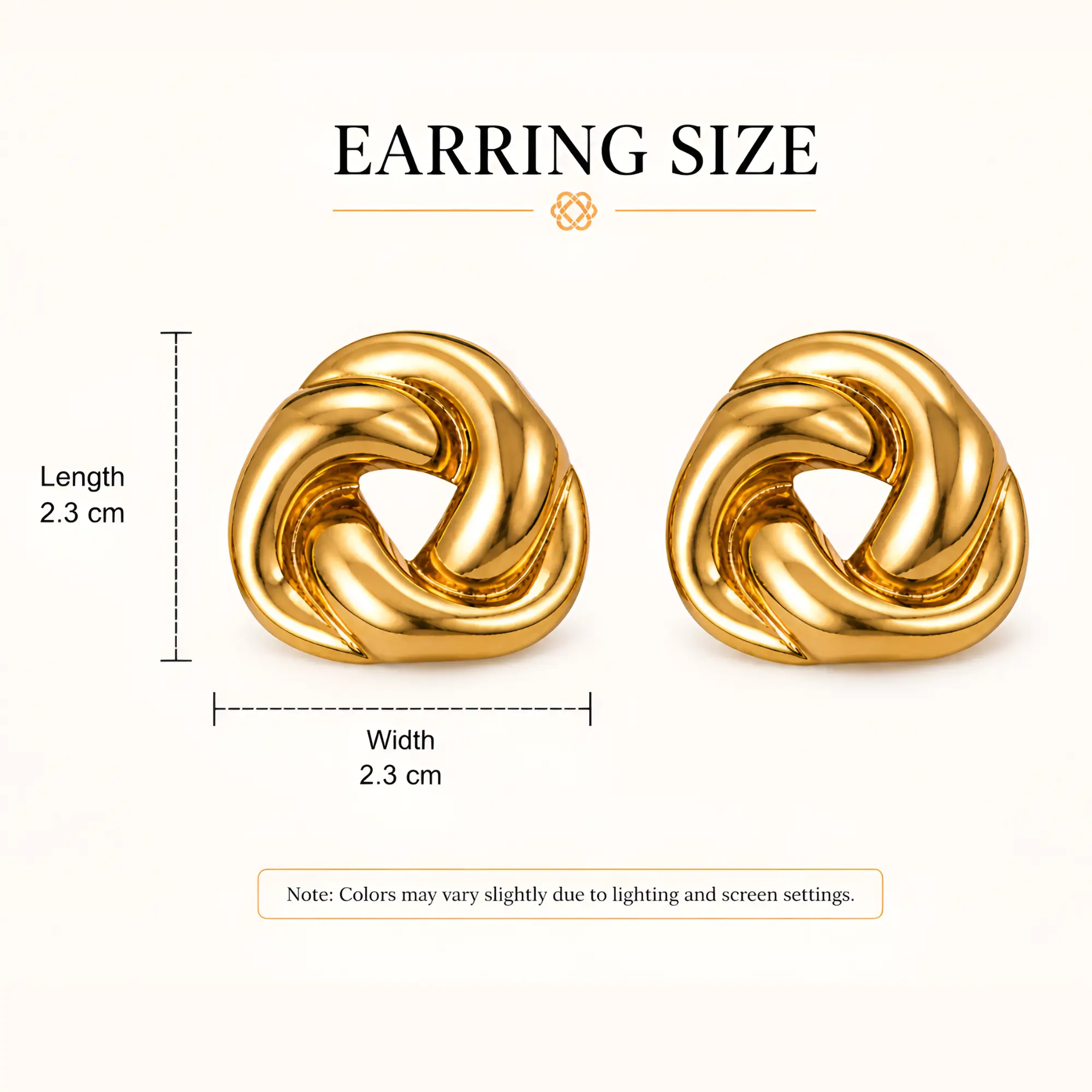 Gold Plated Knot Stud Earring for Women - Image 2