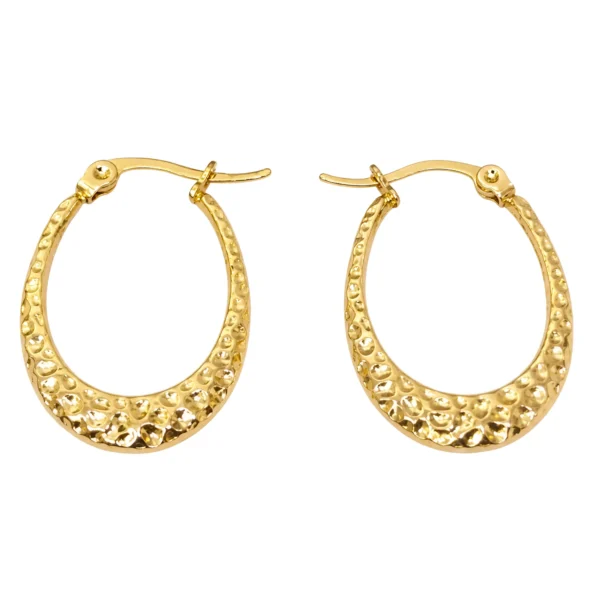 Gold Plated Oval Hoop Earrings