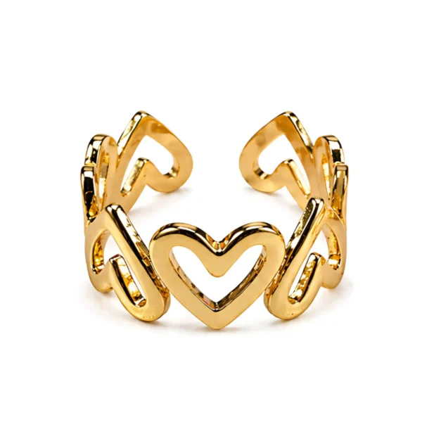 Golden Heart Band Ring – Continuous Hearts Eternity Band