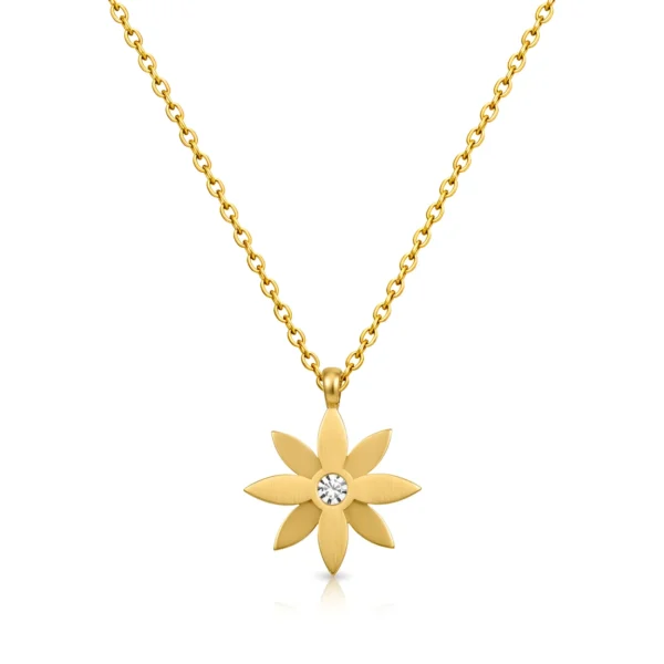Jewelavish Elegant Gold Floral Pendant Necklace with American Diamond with white bg