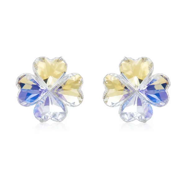Multi-Color Crystal Flower Stud Earrings