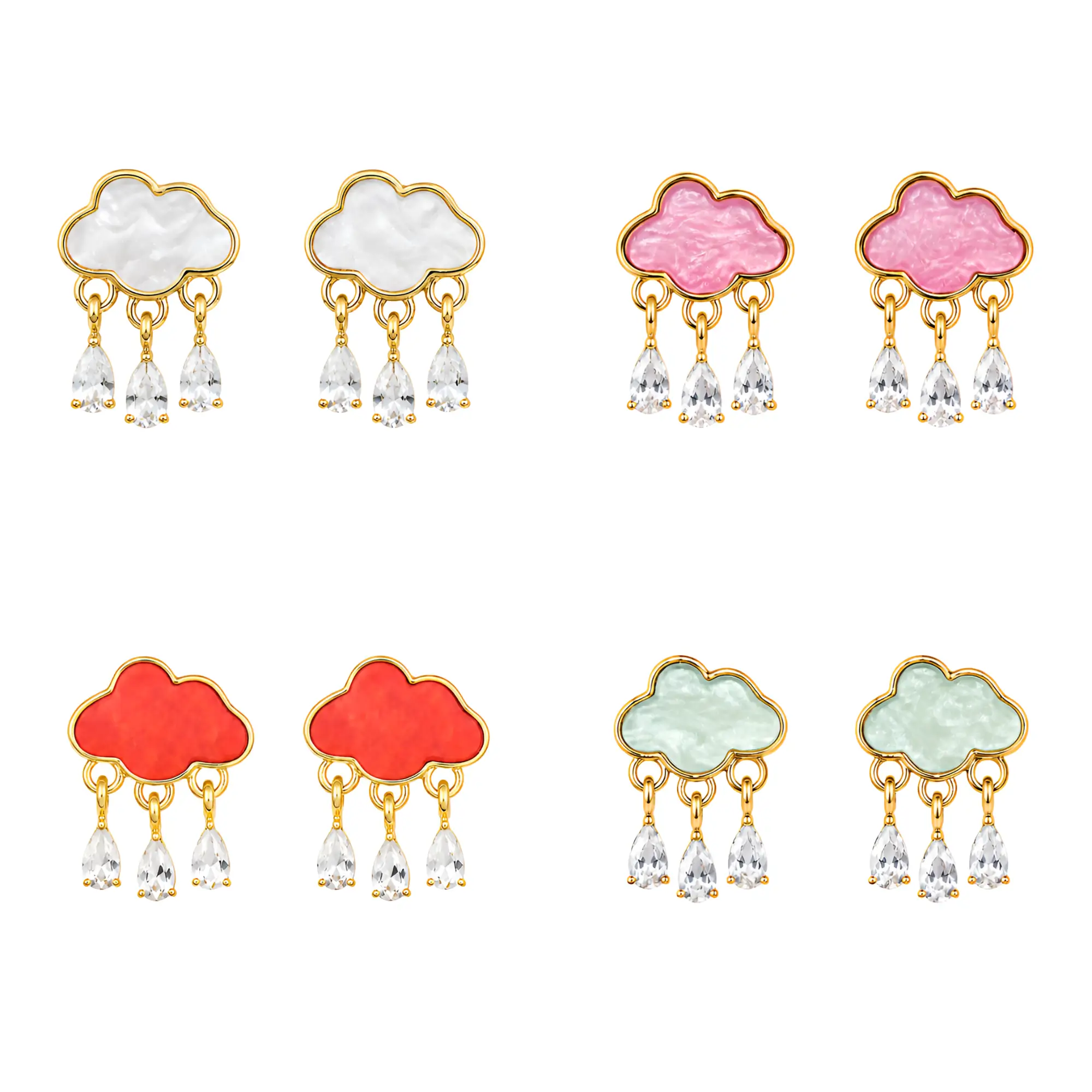 Raindrop Earring Studs Cloud Rain Crystal Charm collections