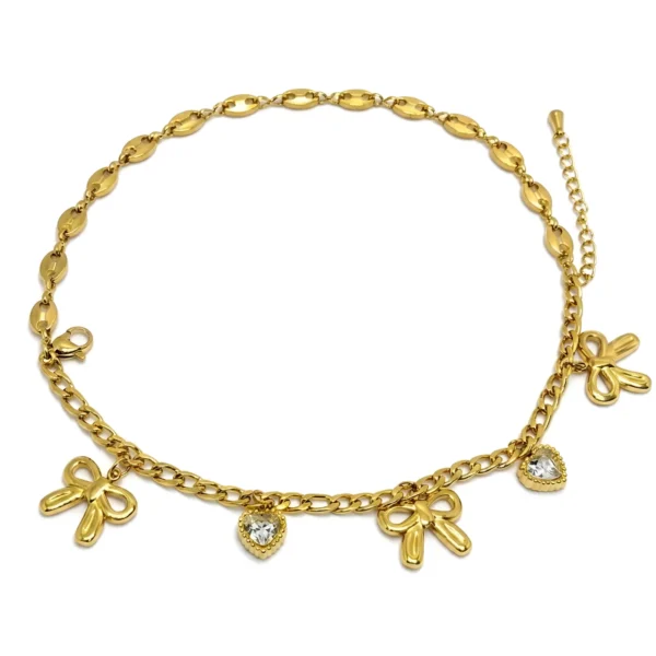 Romantic Bow and Crystal Heart Bracelet