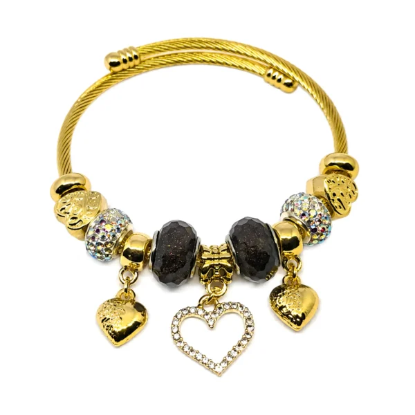 Romantic Heart Charm Pandora Style Bracelet on White bg