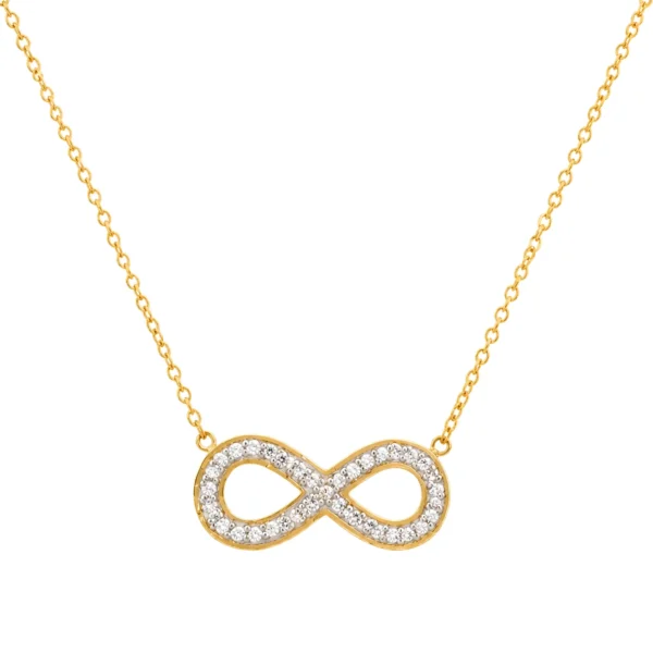 Stylish Gold Plated Infinity Pendant Necklace for Women Crystal Studded Elegant Daily Wear Chain