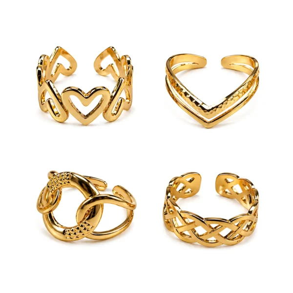 Stylish Gold-Plated Ring set of 4