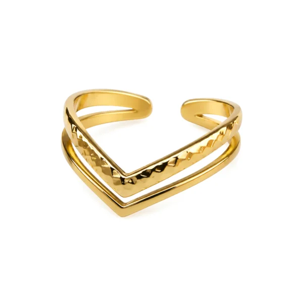 Vinsha Adjustable Ring – V-Shaped Chevron Design