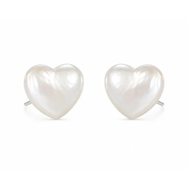 White Pearl Heart Shape Earrings