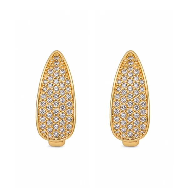 Diamond Pave Hinged Huggie Earring Rose Gold with white bg