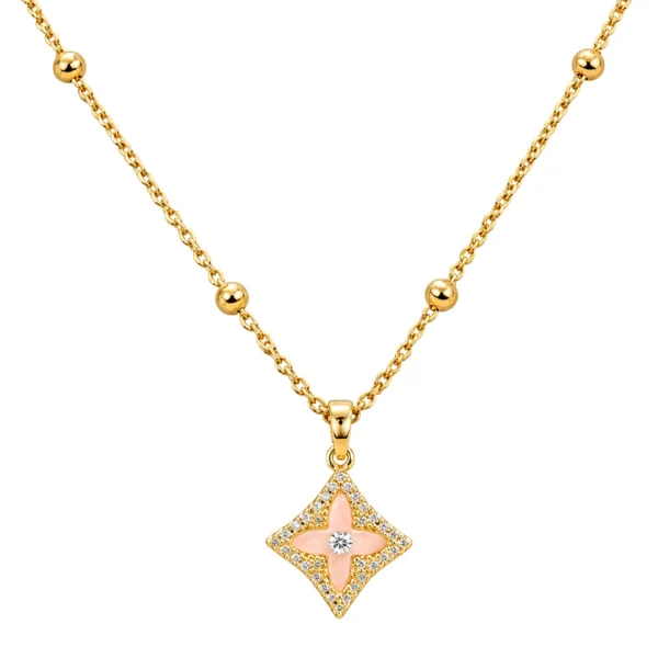 Stylish Gold Plated Floral Pendant Necklace for Women Crystal Studded Designer Chain Daily Wear Jewelry