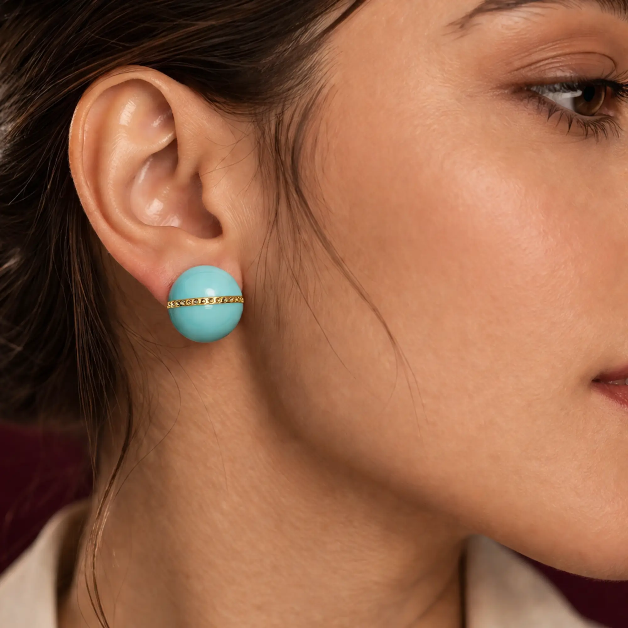 blue-dome-studs-for-women-on-model
