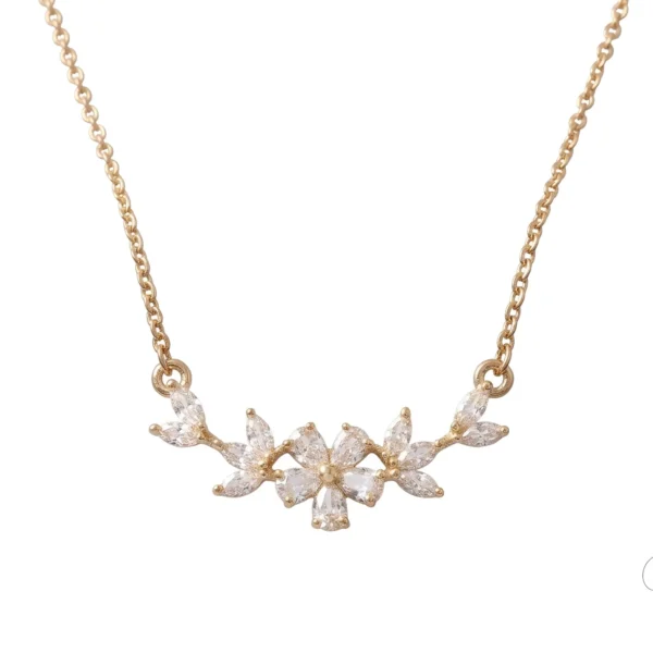 Gold-Plated-Floral-American-Diamond-Necklace-for-Women- Elegant-Daily-Party-Wear