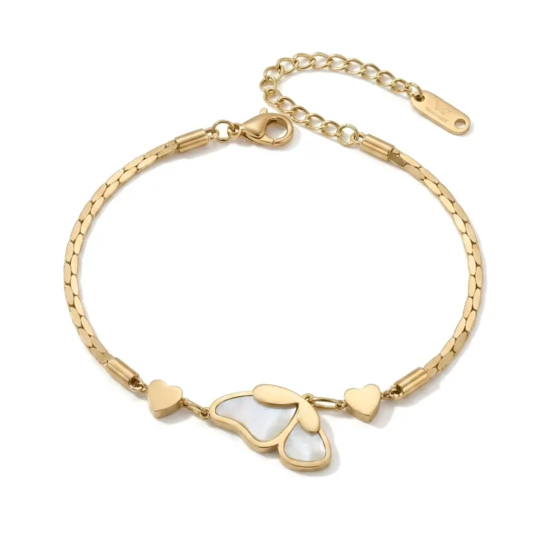 Gold-Plated-Heart-Butterfly-Bracelet-for-Women-with-Stone -Adjustable-Chain-Bracelet