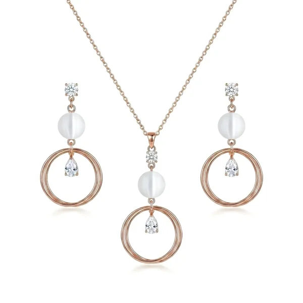 Rose-Gold-Plated-Hoop-Pendant-Necklace-Set-with-Frosted-Bead-and-American-Diamond-Earrings-for-Women-and-Girls