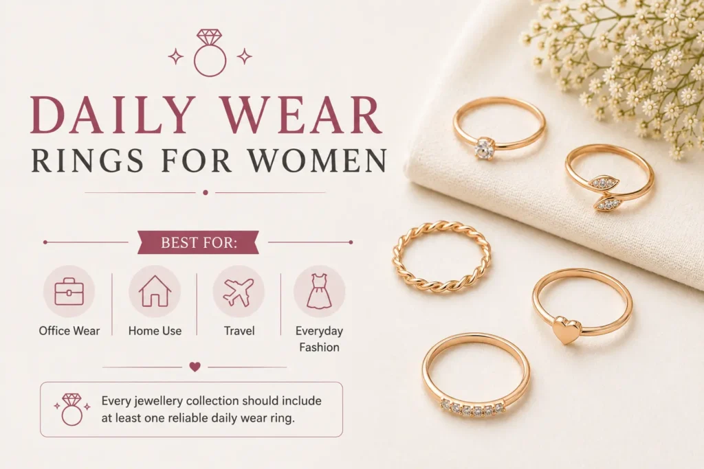 Minimal daily wear rings for women with elegant and versatile designs, perfect for office wear, travel, home use and everyday fashion.